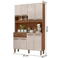 Armario De Cozinha Valparaiso 120 Cm Com 8 Portas E 1 Gaveta Freijo/baunilha - 4