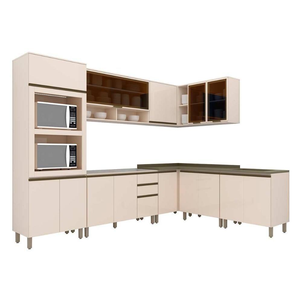 Cozinha 11 Peças (3 Armários + 1 Paneleiro + 4 Balcões + 3 Complementos) C5p81 Off White - 1