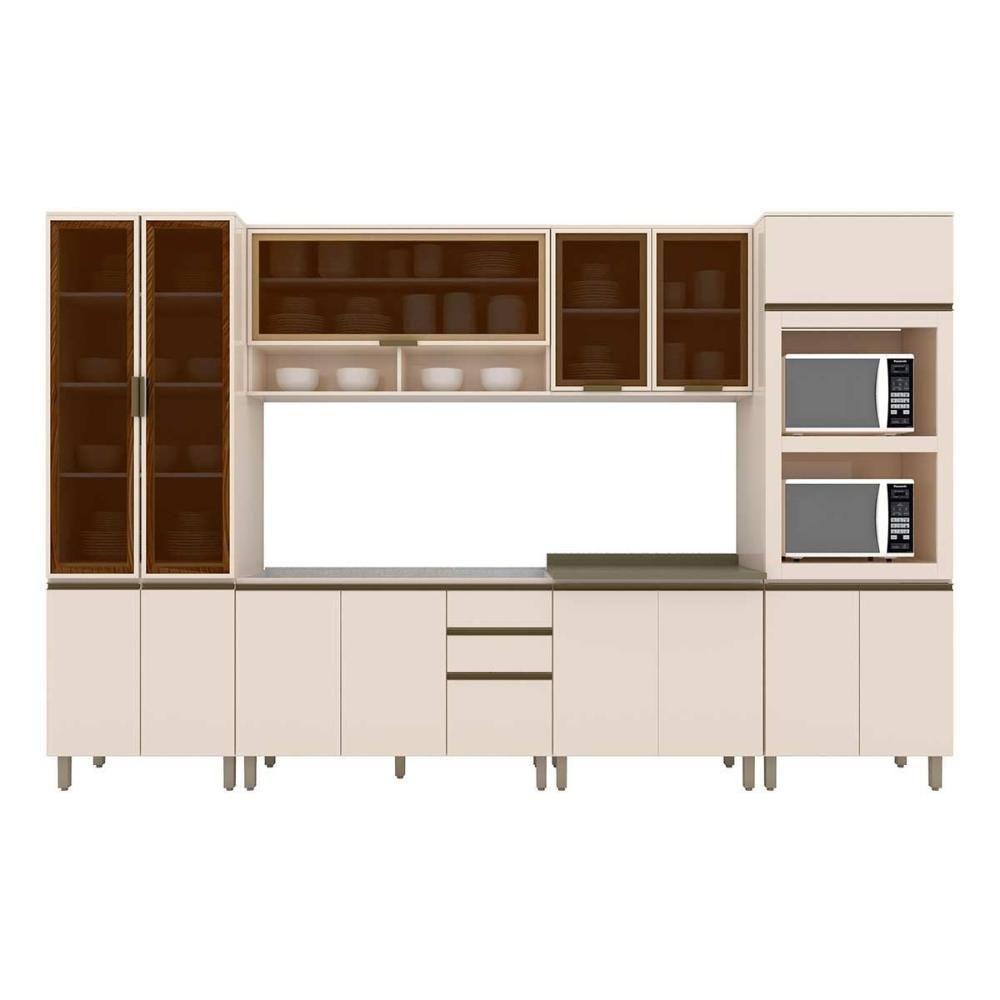 Cozinha 7 Peças (2 Armários + 2 Paneleiros + 2 Balcões + 1 Complemento) C5p76 Off White - 1