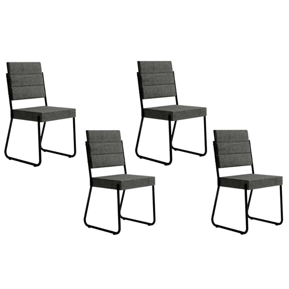 Kit 4 Cadeiras Sala Jantar 1736 4 Uni Pretografite Preto Carraro - 1