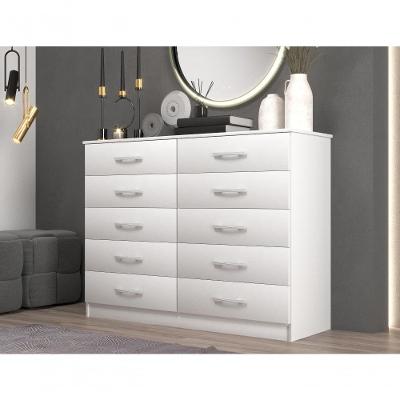 Cômoda Marbela 10 Gavetas MDF com Puxador Plástico Branco Fosco para Organização