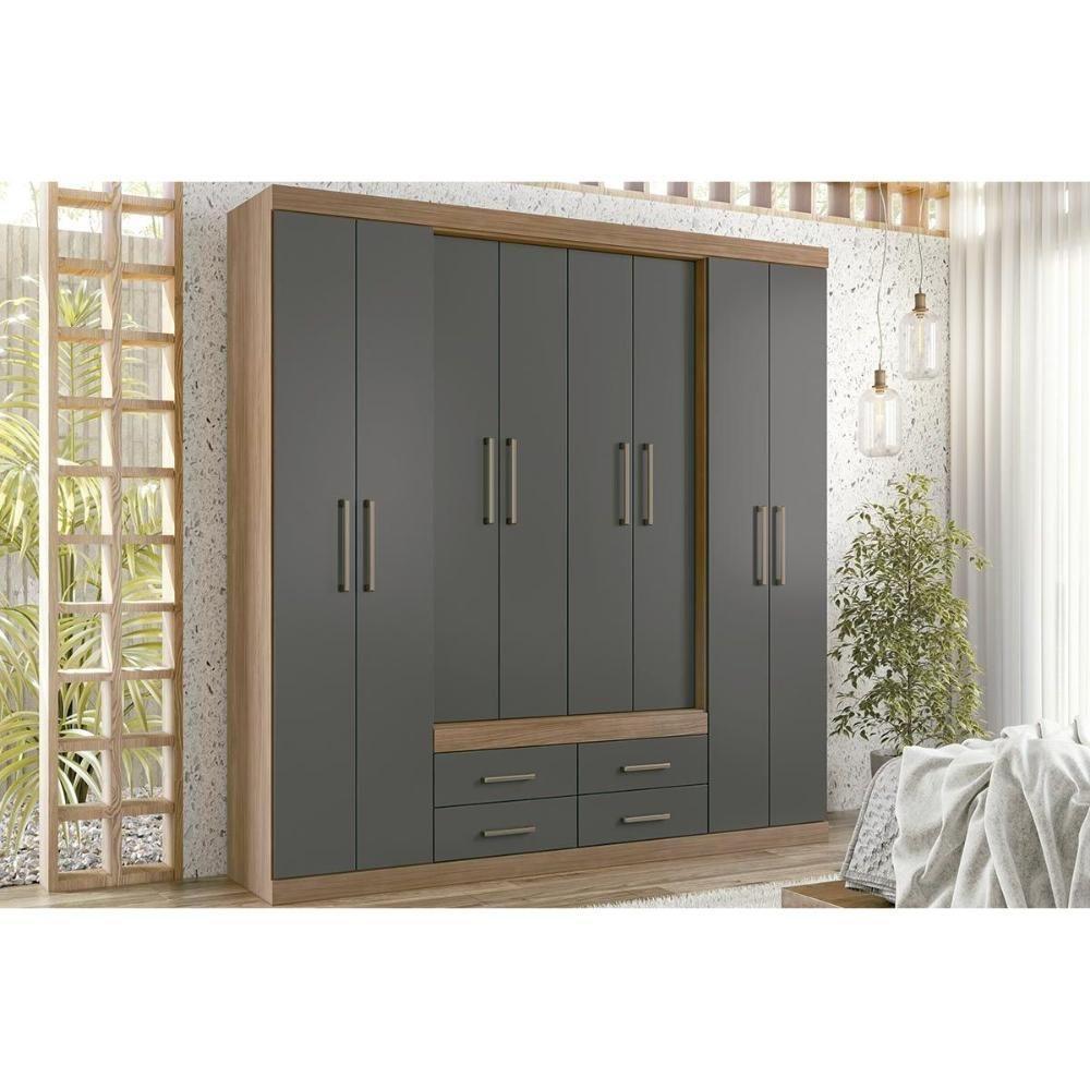Guarda Roupa Casal 8 Portas E 4 Gavetas 8.4 Nápoles Jatoba/grafitte - Santos Andirá - 1