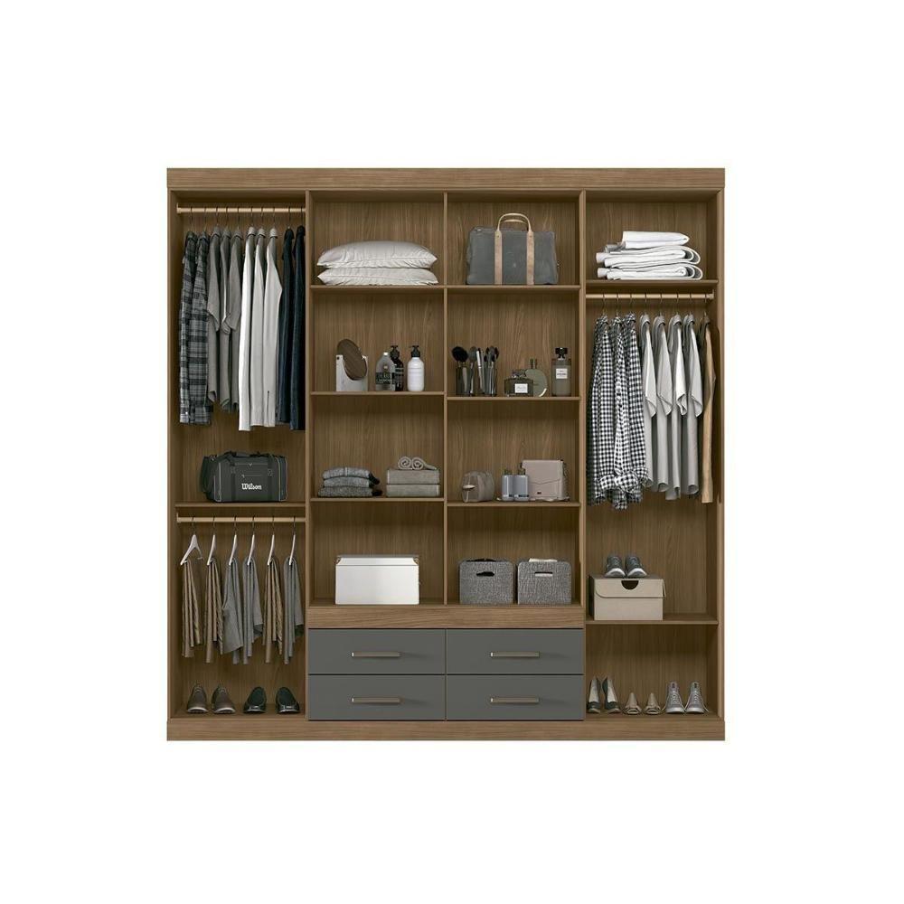 Guarda Roupa Casal 8 Portas E 4 Gavetas 8.4 Nápoles Jatoba/grafitte - Santos Andirá - 5