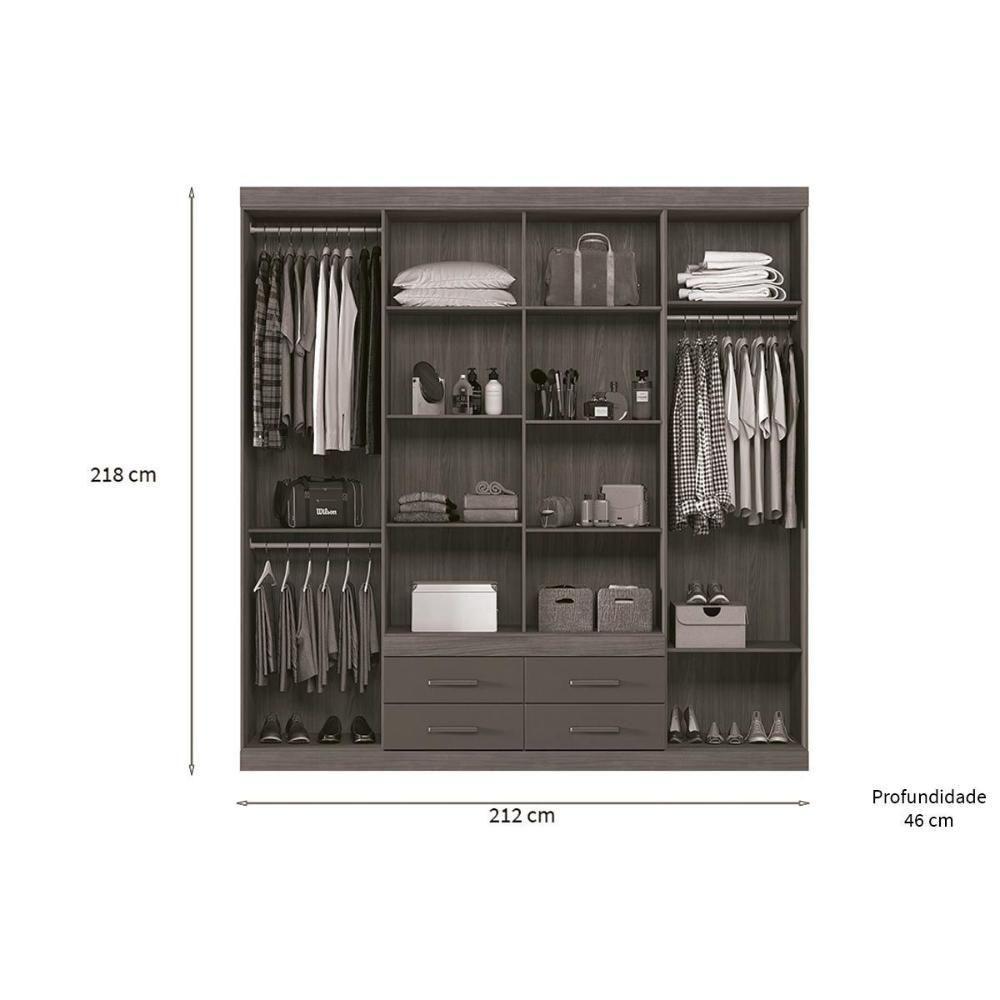 Guarda Roupa Casal 8 Portas E 4 Gavetas 8.4 Nápoles Jatoba/grafitte - Santos Andirá - 6