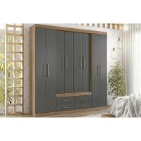 Guarda Roupa Casal 8 Portas E 4 Gavetas 8.4 Nápoles Jatoba/grafitte - Santos Andirá - 1
