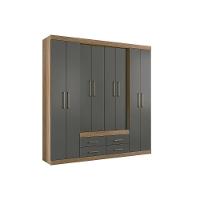 Guarda Roupa Casal 8 Portas E 4 Gavetas 8.4 Nápoles Jatoba/grafitte - Santos Andirá