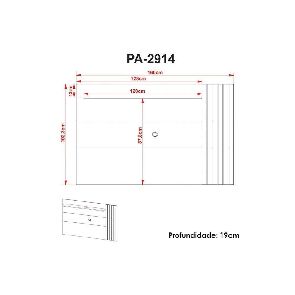 Rack Bancada Com Painel Para Tv Até 65 Pol Pa2914-r1480 Ripado 2 Portas 160x102cm Natural-palha - Tecno Mobili - 4