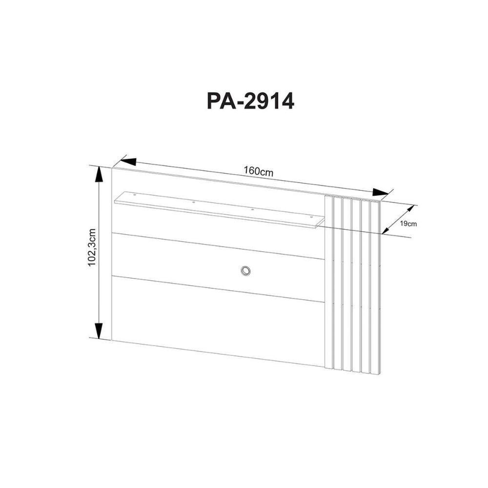 Rack Bancada Com Painel Para Tv Até 65 Pol Pa2914-r1480 Ripado 2 Portas 160x102cm Natural-palha - Tecno Mobili - 5