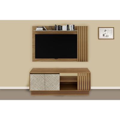 Rack Bancada Com Painel Para Tv Até 65 Pol Pa2914-r1480 Ripado 2 Portas 160x102cm Natural-palha - Tecno Mobili