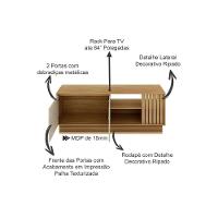 Rack Bancada Com Painel Para Tv Até 65 Pol Pa2914-r1480 Ripado 2 Portas 160x102cm Natural-palha - Tecno Mobili - 2