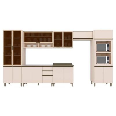 Cozinha 8 Peças (3 Armários + 2 Paneleiros + 2 Balcões + 1 Complemento) C5p75 Off White
