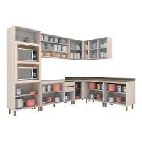 Cozinha Modulada Connect 11 Peças 3aéreos+4balcões+ 1 Paneleiro +3complementos C5p82 Off White2 Aéreos + 1 Balcão + 1 Complemento - 8