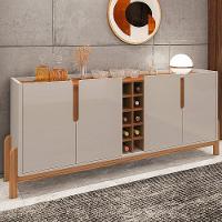 Aparador Buffet Sala Lizz 190cm Com Pés De Madeira Maciça Off White/cedro Off White/cedro - 2