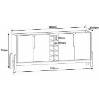 Aparador Buffet Sala Lizz 190cm Com Pés De Madeira Maciça Off White/cedro Off White/cedro