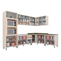 Cozinha Modulada Connect 11 Peças 3aéreos+4balcões+ 1 Paneleiro +3complementos C5p81 Off White2 Aéreos + 1 Balcão + 1 Complemento