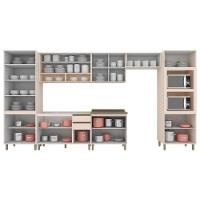 Cozinha Modulada Connect 8 Peças 3 Aéreos + 2 Balcões+ 2 Paneleiros + 1 Complemento C5p75 Off White2 Aéreos + 1 Balcão + 1 Complemento