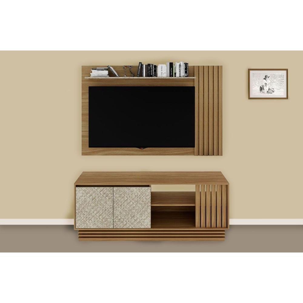 Home P- Tv Até 65 Pol Pa2914-r1480 Ripado C- 2 Portas 160x102cm Natural-palha - Tecno Mobili - 1