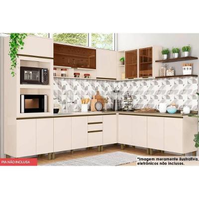 Kit Cozinha Modulada 11 Peças Connect 3aéreos+4balcões+ 1 Paneleiro +3complementos C5p82 Off White2 Aéreos + 1 Balcão + 1 Complemento
