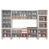 Cozinha Modulada Connect 7 Peças 2 Aéreos + 2 Balcões+ 2 Paneleiros + 1 Complemento C5p76 Off White2 Aéreos + 1 Balcão + 1 Complemento