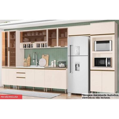 Kit Cozinha Modulada 8 Peças Connect 3 Aéreos + 2 Balcões+ 2 Paneleiros + 1 Complemento C5p75 Off White