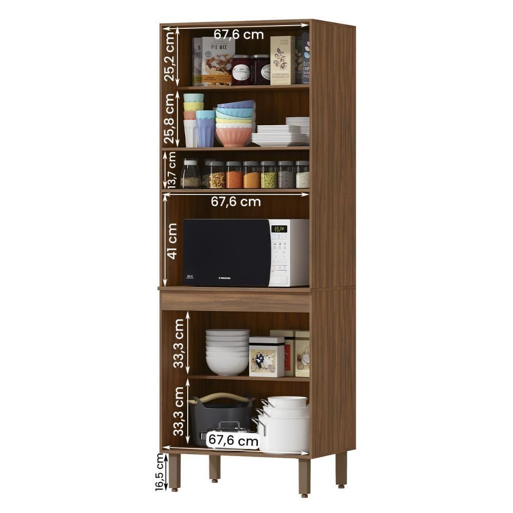 Paneleiro Pop Torre Quente 70cm Com 4 Portas E 1 Nicho Freijó/baunilha/freijó - 3