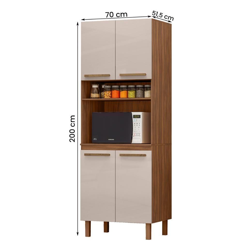 Paneleiro Pop Torre Quente 70cm Com 4 Portas E 1 Nicho Freijó/baunilha/freijó - 4