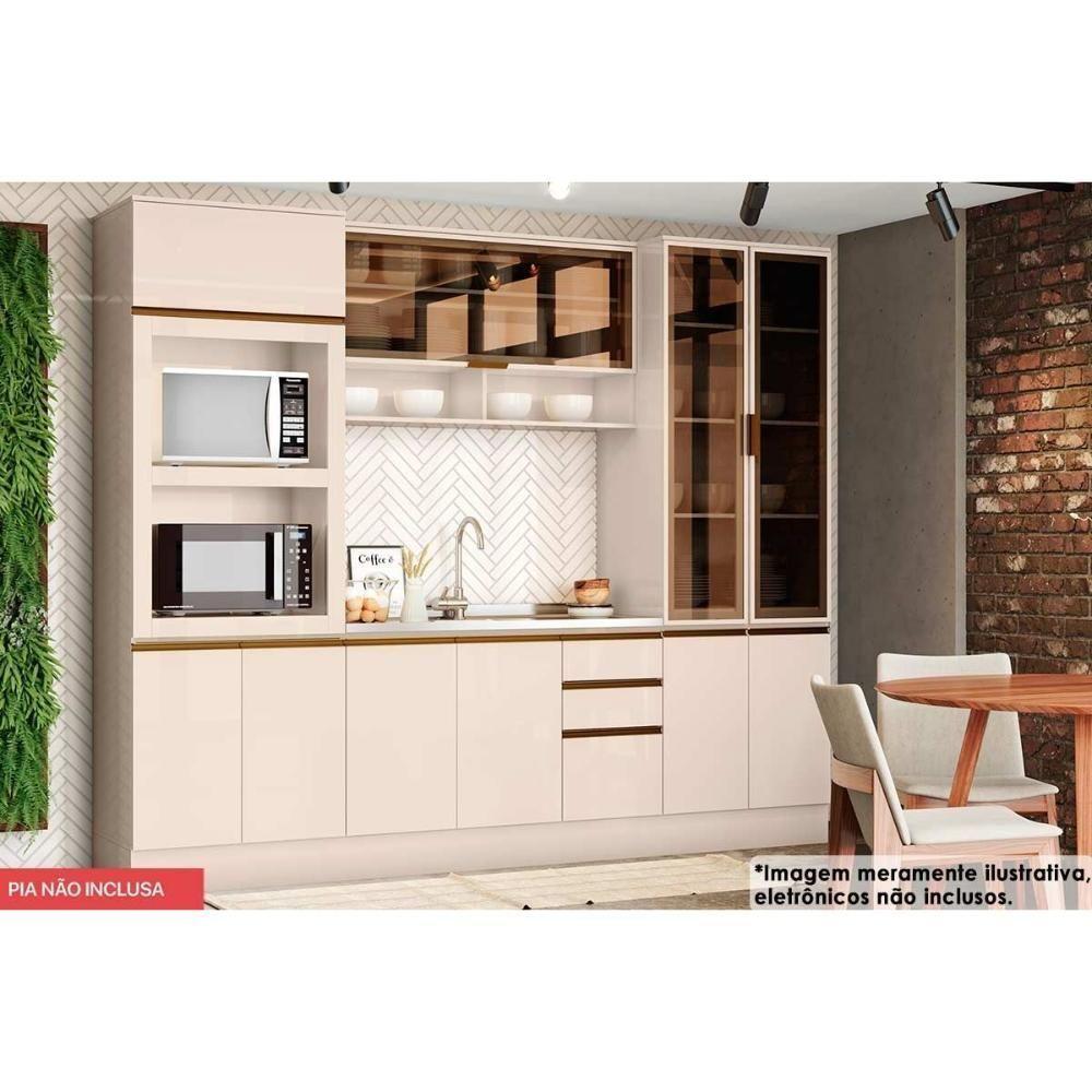 Cozinha Modulada Connect 6 Peças 1 Aéreo + Balcão + 2 Paneleiros + 2 Complementos C5p71 Off White2 Aéreos + 1 Balcão + 1 Complemento - 1