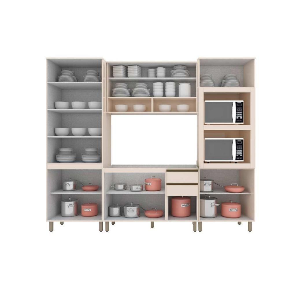 Cozinha Modulada Connect 6 Peças 1 Aéreo + Balcão + 2 Paneleiros + 2 Complementos C5p71 Off White2 Aéreos + 1 Balcão + 1 Complemento - 4