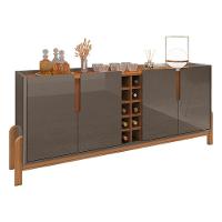 Aparador Buffet Sala Lizz 190cm Com Pés De Madeira Maciça Cinza Perola/cedro Cinza Perola/cedro - 1