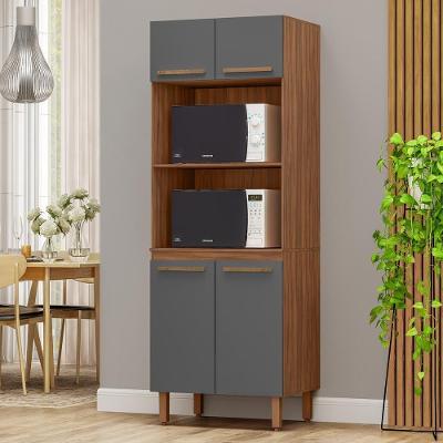 Paneleiro Pop Torre Quente 70cm Com 4 Portas E 2 Nichos Freijó/chumbo/freijó
