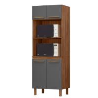 Paneleiro Pop Torre Quente 70cm Com 4 Portas E 2 Nichos Freijó/chumbo/freijó - 2