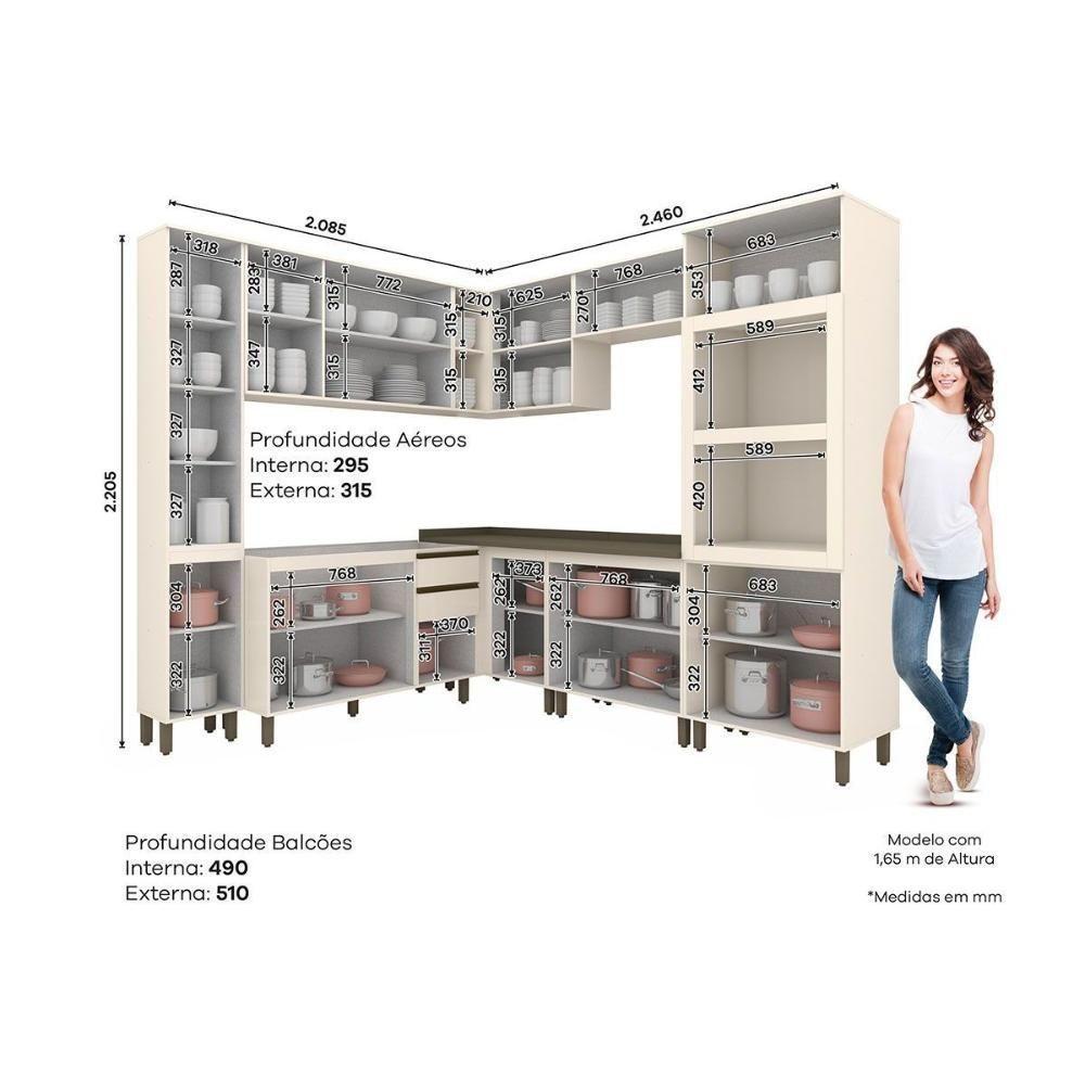 Cozinha Completa 10 Peças Connect 3 Aéreos 3 Balcões 2 Paneleiros 2 Complementos C5p95 Off White - 9
