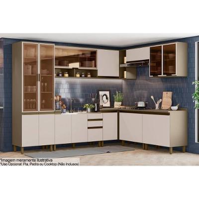 Cozinha Modulada Connect 12 Peças 4aéreos+4balcões+ 1 Paneleiro +3complementos C6p08 Duna Cristal2 Aéreos + 1 Balcão + 1 Complemento