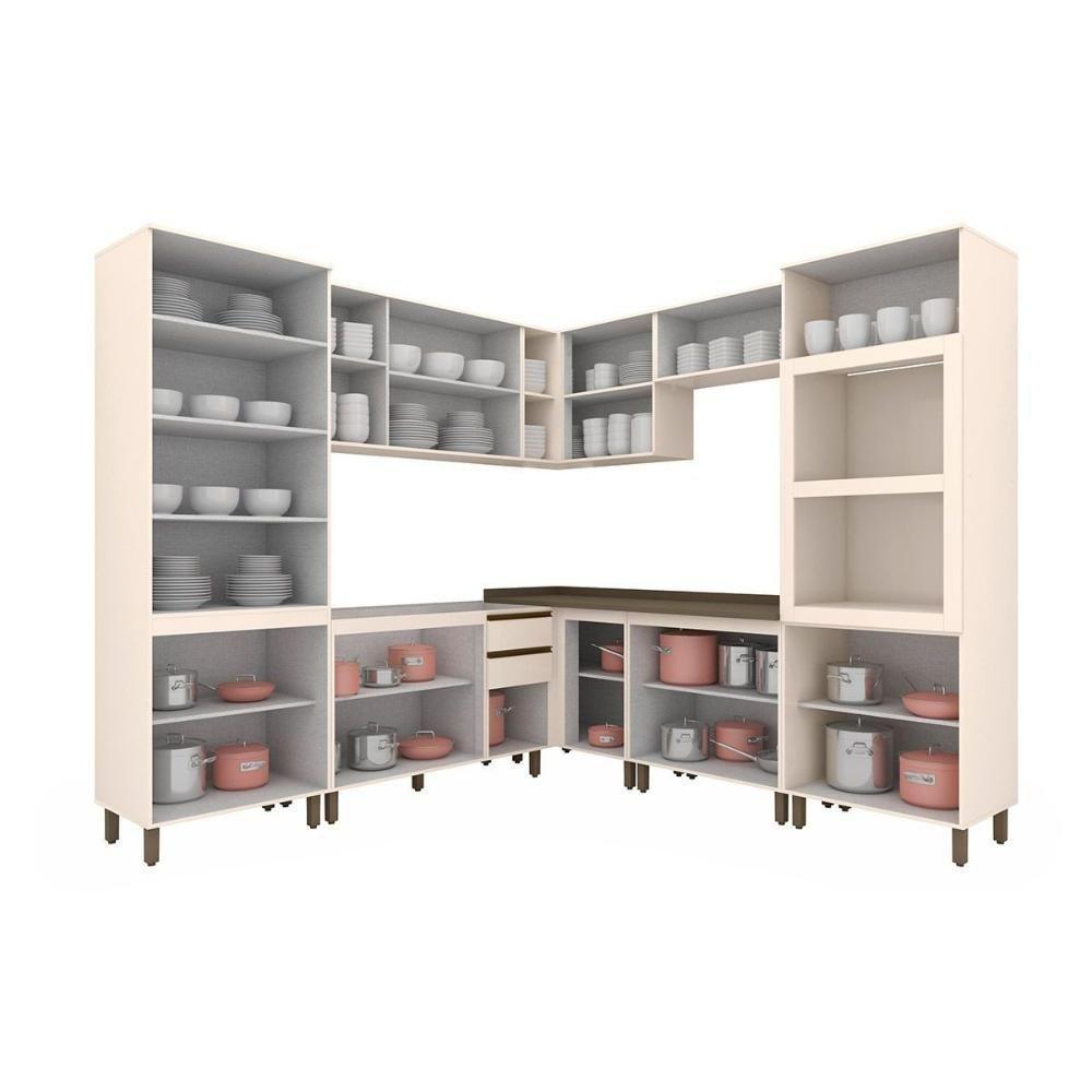 Cozinha Completa 10 Peças Connect 3 Aéreos 3 Balcões 2 Paneleiros 2 Complementos C5p94 Off White - 4