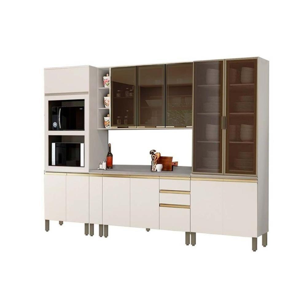 Cozinha Completa 8 Peças Connect 1 Aéreos 2 Balcões 2 Paneleiros 3 Complementos C8p05 Off White - 1