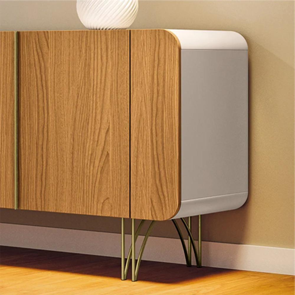 Conjunto Buffets Sala De Estar Bambino/virginia Mdp/mdf Pés Em Aço Off White/cinamomo G26 - Gran Belo - 6