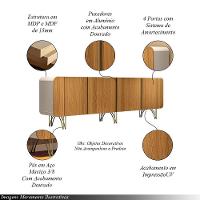 Conjunto Buffets Sala De Estar Bambino/virginia Mdp/mdf Pés Em Aço Off White/cinamomo G26 - Gran Belo