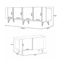 Conjunto Buffets Sala De Estar Bambino/virginia Mdp/mdf Pés Em Aço Off White/cinamomo G26 - Gran Belo - 7