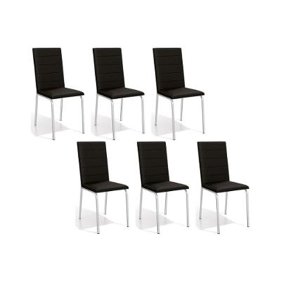 Kit 6 Cadeiras Sala Jantar Amsterdã C091 6 Un Cromada Preto 110