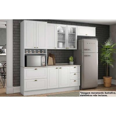 Kit Cozinha Modulada 5 Peças Americana 2aéreos+ 1 Paneleiro +1balcão + 1 Complemento C5p32 Branco
