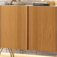 Buffet Decorativo Sala De Estar Bambino Mdp/mdf Pés Em Aço Off White/cinamomo G26 - Gran Belo - 7