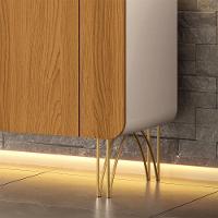 Buffet Decorativo Sala De Estar Bambino Mdp/mdf Pés Em Aço Off White/cinamomo G26 - Gran Belo - 8