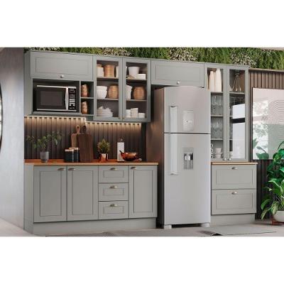 Cozinha Completa 9 Peças Americana 4 Aéreos 1 Paneleiro 2balcões 2 Complementos C5p27 Cinza