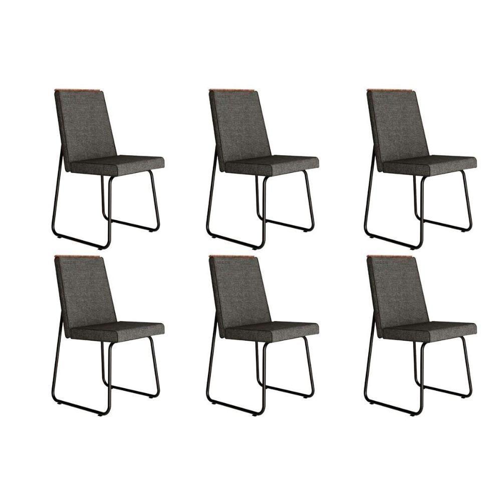 Cadeira Sala De Jantar Lira 1752 Kit 6 Uni Preto-grafite - Preto - Carraro - 1