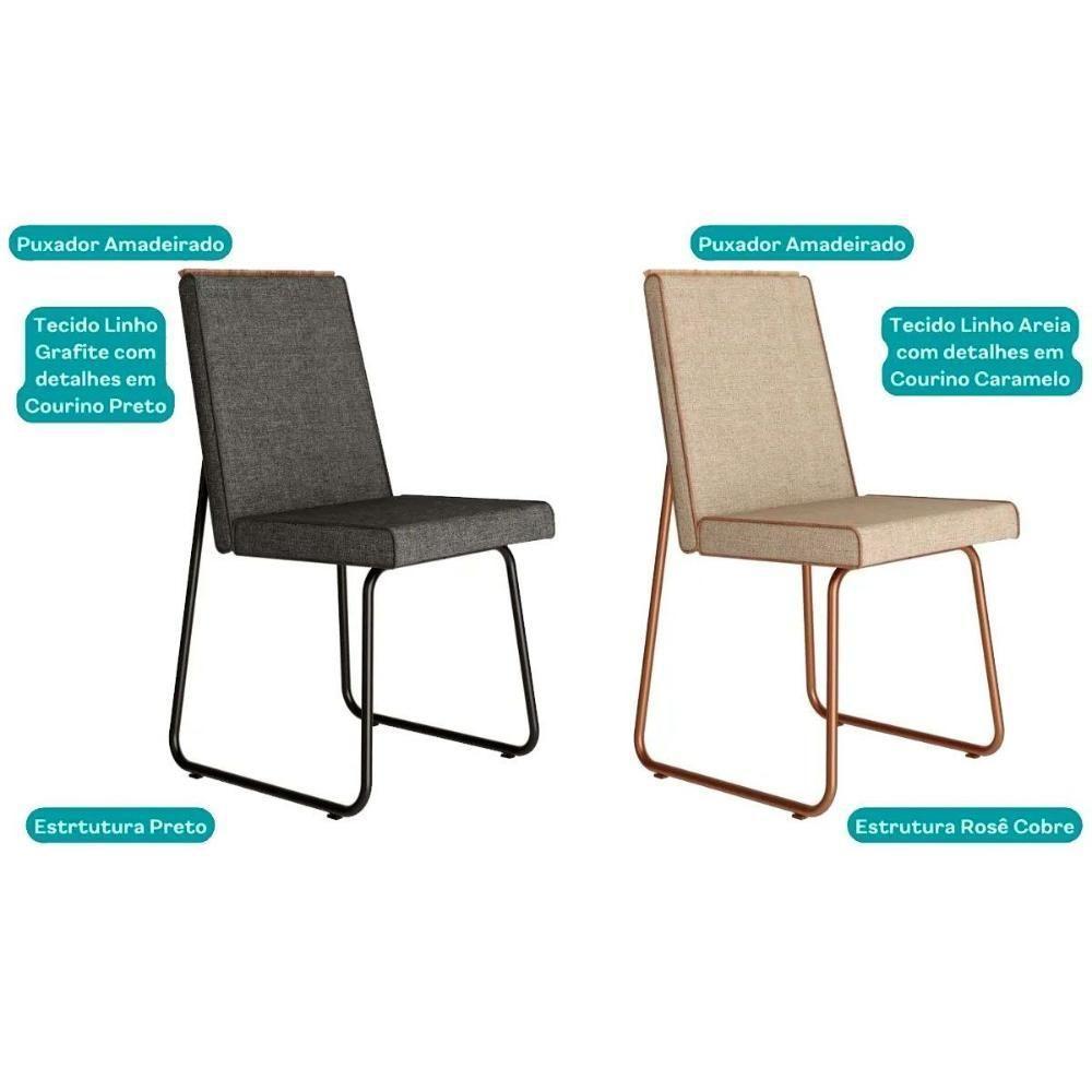 Cadeira Sala De Jantar Lira 1752 Kit 4 Uni Preto-grafite - Preto - Carraro - 5