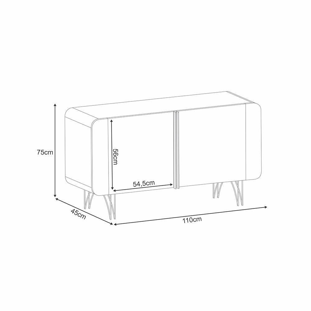 Buffet Decorativo Sala De Estar Bambino Mdp/mdf Pés Em Aço Off White/cinamomo G26 - Gran Belo - 4