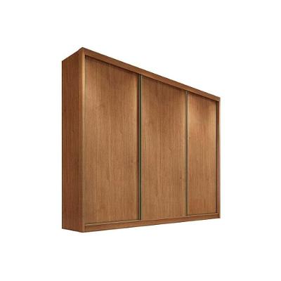 Guarda Roupa Casal Arezzo Medelim Plus 3 Portas de Correr 6 Gavetas Cumaru MDF