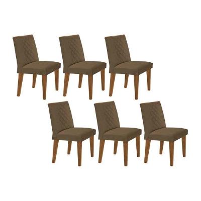 Kit 6 Cadeiras De Cozinha Jade 6 Un Capuccino Suede Capuccino Rufato