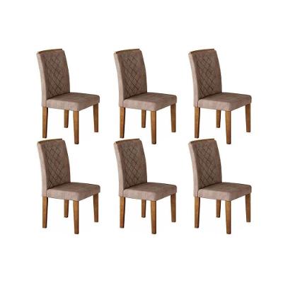 Kit 6 Cadeiras Sala Jantar Jade 6 Un Imbuia Suede Capuccino Rufato