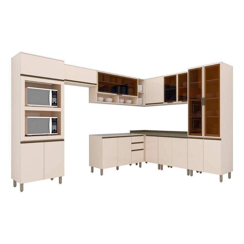 Cozinha Modulada Connect 11 Peças 4aéreos+3balcões+ 2 Paneleiros + 2 Complementos C5p85 Off White2 Aéreos + 1 Balcão + 1 Complemento - 5